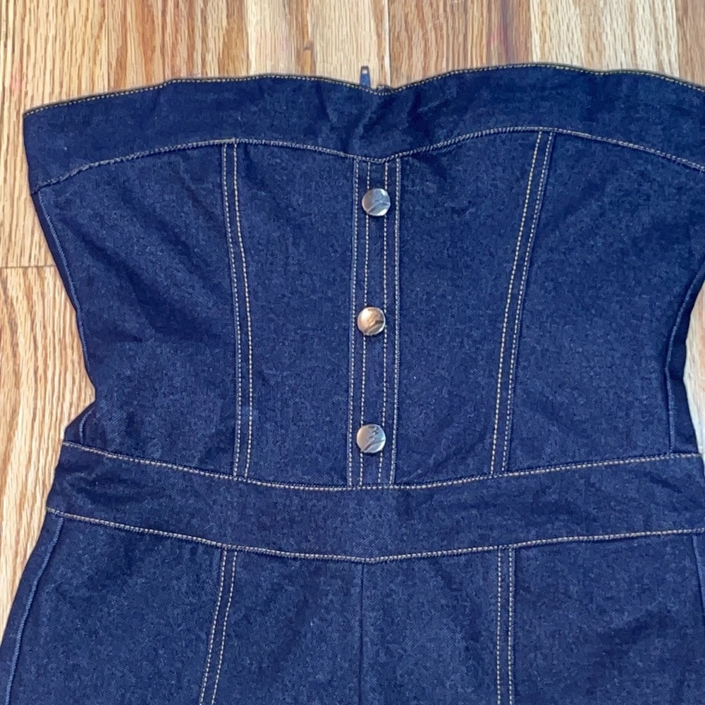 NEW Like An Angel Stretchy Strapless High Waisted Knit Denim  Fit Romper M - Picture 5 of 17
